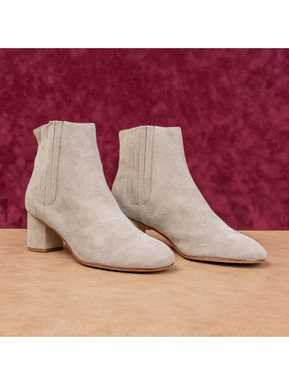 Joie Women Rammie Taupe Suede Slip-on Western Heel Chelsea Boots sz 11US EUR41